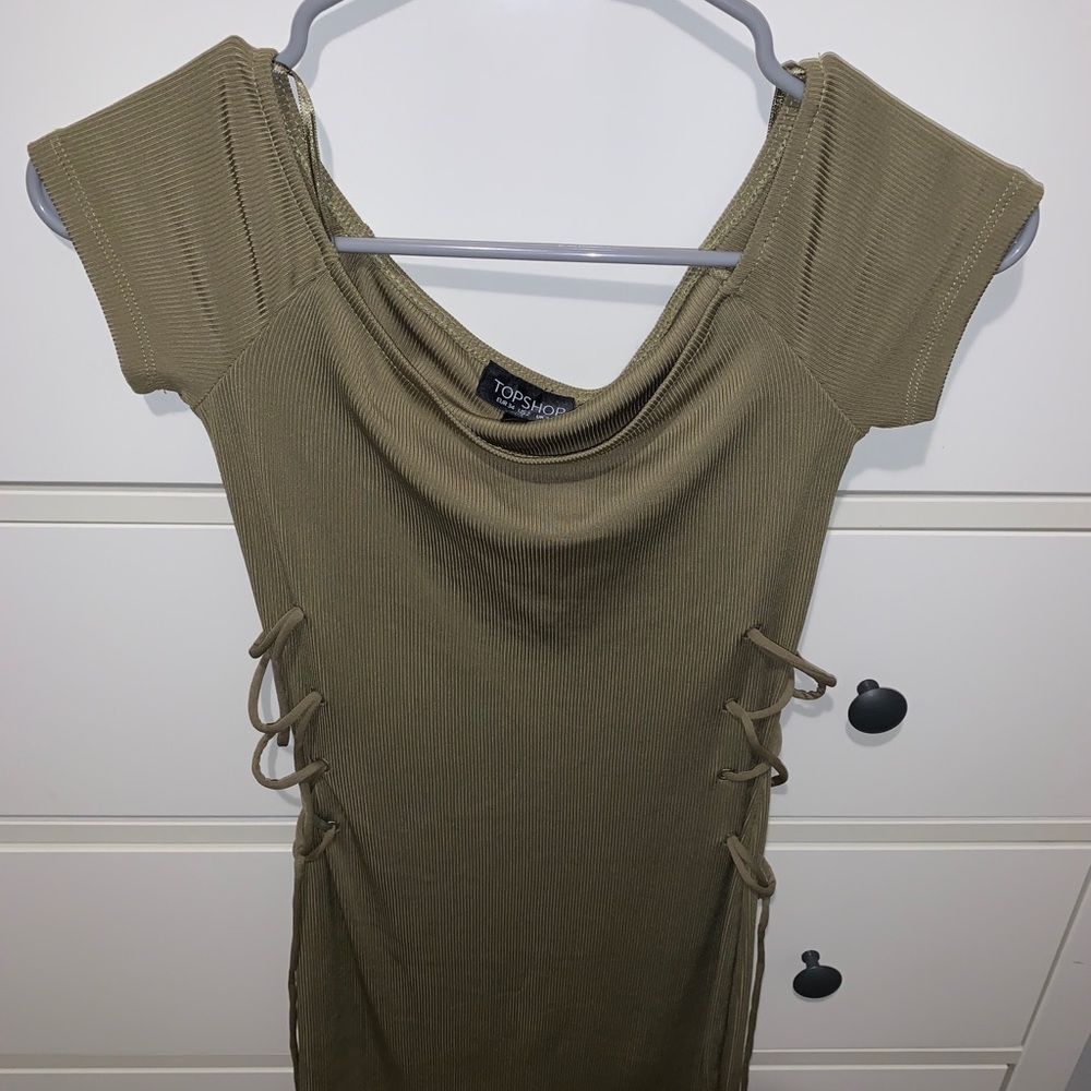Topshop olive green dress
